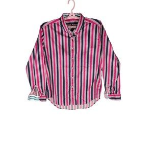 Robert Graham Red & Black Stripped Button Down Long Sleeve Shirt Men's Size L